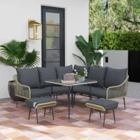 Outsunny Six-Piece Rattan Strong Garden Sofa Set - Grey(m-2)