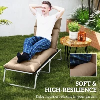 Outsunny Sun Lounger Cushion Only, 190 x 56 x 10 cm Garden Lounge Chair Cushion, UPF20+ 220gsm Fabric, Thick Sunbed Replacement Pad with 6 Ties, Khaki(m-5)