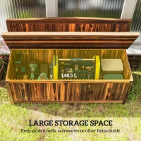 Outsunny Wood Storage Bench for Patio Furniture, Outdoor Garden Seating Tools, Brown(m-4)