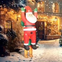 Outsunny 7FT Hanging Christmas Inflatable Santa with Dog, Christmas Blow Up Decoration with Built-in LED Lights for Garden, Indoor Outdoor Home Decor(m-8)