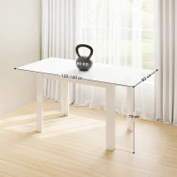 HOMCOM Extending Six-Person High Gloss Dining Table - White(m-3)