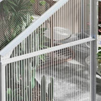 Outsunny 6 x 6ft Walk-In Greenhouse, Polycarbonate Greenhouse with Sliding Door, Window, Aluminium Frame, Foundation, Silver(m-9)