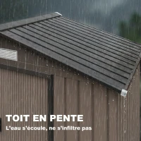 Outsunny Abri de Jardin 2,77 m² cabane de jardin armoire de jardin Dim. 213L x 130l x 185H cm Porte coulissante Acier marron(m-7)