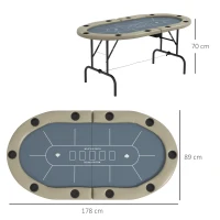 SPORTNOW 8 Player Folding Poker Table, with Cup Holders, Cushioning Edge, Brown and Blue(m-3)