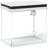 PawHut 26L Glass Fish Tank With Filter System, LED Lights, Water Pump, White(m-1)