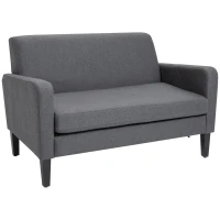 HOMCOM Linen Modern-Curved 2-Seat Sofa Loveseat w/ Thick Cushion Wood Legs Foot Pads Single Compact Home Furniture Grey(m-11)