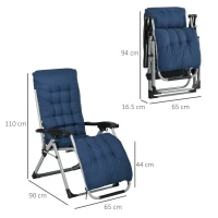 Outsunny 2 Piece Reclining Zero Gravity Sun Loungers with Cushions, Blue(m-3)