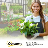 Outsunny Set of Two 181 x 93cm Steel Planters - Dark Grey(m-9)