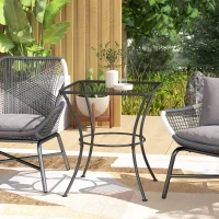 Outsunny 60cm Square Garden Table, Outdoor Metal Bistro Side Desk with Mesh Top, Black(m-2)