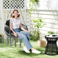 Outsunny Hanging Chair Outdoor Hammock Chair with Soft Cushion, Cotton Rope Boho Style Swing Chair, Hanging Garden Swing Seat for Indoor Outdoor, Dark Grey(m-2)