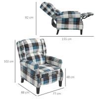 HOMCOM Wingback Reclining Chair Push Back Recliner Armchair for Living Room Bedroom with Footrest Armrests Wood Legs Blue(m-3)