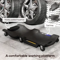 DURHAND Mechanic Vehicle Creeper, Under-Car Rolling Crawler Board, with Headrest, Wheels, Black(m-5)