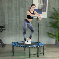 SPORTNOW 45" Rebounder Trampoline for Adults, Quiet Bungee Rebounder with LED Lights and Adjustable Handle, Blue(m-2)