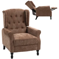 HOMCOM 150° Reclining Vintage Armchair, with footrest - Brown(m-10)