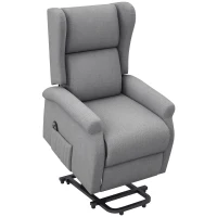 HOMCOM Power Lift Recliner Armchair, Electric Lift Chair for Elderly, Fabric Riser and Reclining Chair with Remote Control, Side Pockets, Extended Footrest, for Living Room, Grey(m-10)