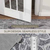 HOMCOM Vintage Area Rug, Non-Slip Washable Rug, Flannel Floor Carpet for Living Room, Bedroom, Dining Room, Home Office, 290 x 200 cm, Grey(m-7)