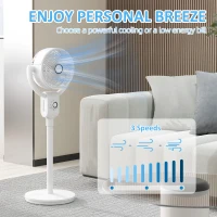 HOMCOM Pedestal Air Circulation Fan with Oscillating, White(m-6)