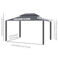 Outsunny 3 x 4m Aluminium Garden Gazebo, Marquee Canopy Shelter Pavilion Party Tent with Nets and Curtains for Garden and Deck, Black(m-3)