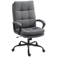 HOMCOM Double Padded Linen-Look Office Chair - Charcoal Grey(m-1)