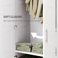 HOMCOM Double Paneled Door Wardrobe, with Shelves - White(m-5)