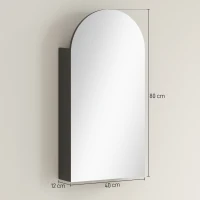 HOMCOM Arched Bathroom Mirror Cabinet with Adjustable Glass Shelves - Black(m-3)