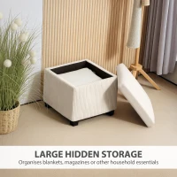 HOMCOM Storage Ottoman Bench, Corduroy Storage Chest Box with Wooden Legs, 40cm Bed End Bench for Living Room, Bedroom, Entryway, Beige(m-5)