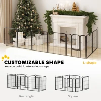 PawHut Eight-Panel Dog Playpen with Door, for Large Dogs, Indoors, Outdoors, 60cm Tall, Black(m-4)