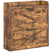 HOMCOM Two Flip Drawer Narrow Shoe Cabinet with Adjustable Shelves - Rustic Brown(m-1)