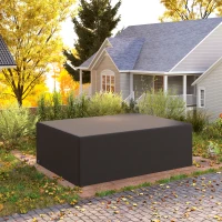 Outsunny 600D Oxford Outdoor Garden Furniture Sofa Set Cover, Waterproof Anti-UV Rattan Sun Lounger Protection Protector Cover, 275L x 205W x 90Hcm, Black(m-7)
