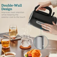 HOMCOM Simple Polished Toaster and Kettle Set - Black(m-5)