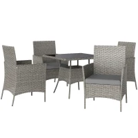 Outsunny Five-Pieces Rattan Dining Set - Light Grey(m-1)