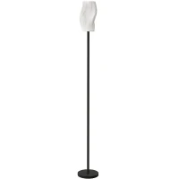 HOMCOM Floor Lamp for Living Room, 3D Printed Modern Standing Lamp with Flowing Curved Shade, 3 Colour Temperature & Foot Switch, Minimalist Tall Pole Lampshade for Bedroom, Office, White(m-1)