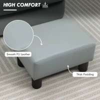 HOMCOM PU Leather Footstool with 4 Plastic Legs, Grey(m-4)