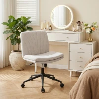 HOMCOM Criss Cross Chair with Wheels, No Arms - Beige(m-2)
