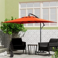 Outsunny 3(m) Cantilever Overhanging Parasol, with Cross Base - Orange(m-7)