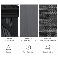 Outsunny 3.65 x 3m Aluminium Hardtop Gazebo, with Accessories - Dark Grey(m-5)