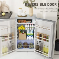 HOMCOM 91L Freestanding Under-Counter Fridge with Lock - Grey(m-7)