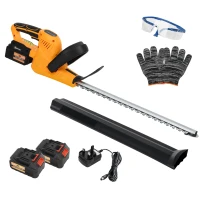 Outsunny 20" Cordless Hedge Trimmer, 18V Electric Hedge Cutter with 51cm Dual Action Blade, 2 x 4000mAh Batteries and Brushless Motor for Garden Branches, Shrubs, Twigs, Orange(m-1)
