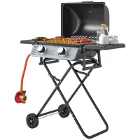 Outsunny Two-Burner Portable Suitcase BBQ - Black(m-11)