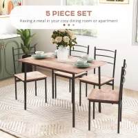 HOMCOM 5 Piece Dining Table and Chairs Set, Dining Room Sets, Steel Frame Space Saving Table and 4 Chairs for Compact Kitchens, Black(m-4)