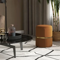 HOMCOM Velvet-Feel Storage Ottoman - Brown(m-7)
