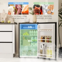 HOMCOM 91L Freestanding Under-Counter Fridge with Lock - Black(m-4)