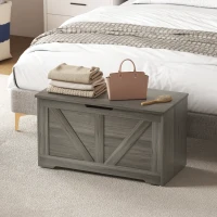 HOMCOM 100L Home Storage Box, with Safety Hinges - Charcoal Grey(m-8)