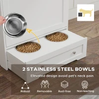 PawHut Dog Feeding Station with 2 Storage Cabinets, 2 Elevated Bowls, Side Hooks, Anti-tip Kit for Water and Feeding Supplies(m-6)