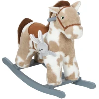 AIYAPLAY Baby Rocking Horse, Plush Animal Rocker with Realistic Sound and Toy, Rocking Toy Chair for Kids Aged 2-5, Brown(m-1)