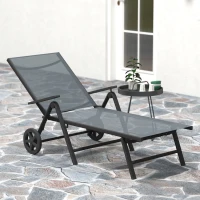 Outsunny Five-Position Reclining Sun Lounger - Grey(m-8)