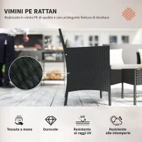 Outsunny Set da Giardino 4Pezzi in Rattan con 2 Sedie, Poltrona da Giardino a 2 Posti e Tavolino Basso(m-5)