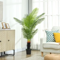HOMCOM 150cm Artificial Areca Palm Tree with 12 PE Leaves, Decorative Artificial Plant with Plastic Pot and Flocked Soil, Fake Plant for Home Office Decor, Green(m-7)
