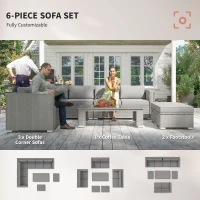 Outsunny Six-Piece Rattan Sofa Set - Mixed Grey(m-7)