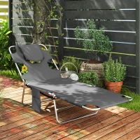 Outsunny Reclining Face Hole Sun Lounger - Dark Grey(m-2)